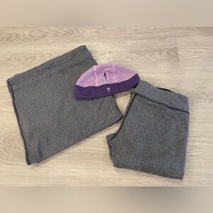 Lululemon IVIVVA Bundle Grey Leggings (14) with matching Lululemon Vinyasa & hat